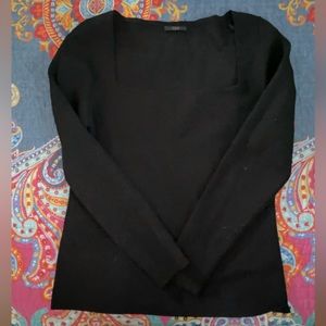 Women’s COS XL fine knit black square neck long sleeve sweater